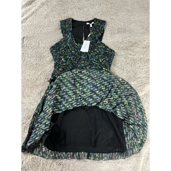 Derek Lam 10 Crosby Black Ruched Pleated Silk Mini Dress Size 4 New - Picture 7 of 14